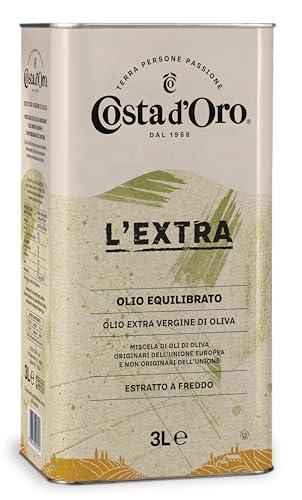 Costa d’Oro – L’Extra 5L. Olio Extravergine di oliva estratto a freddo. Sapore equilibrato, adatto a tutte le ricette e come condimento per insalate. Latta da 5 litri., 5000 millilitro, 1