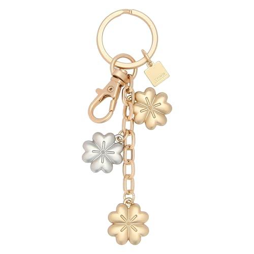 THUN - Portachiavi 3 charms quadrifogli - metallo, smalto a freddo - Collezione Sempre con me - 9.5 cm