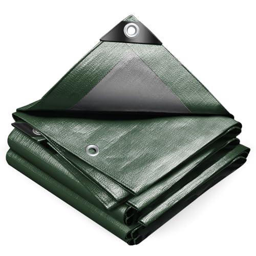 VOUNOT® Telo Impermeabile Esterno 2x3m, Telone Occhiellato Impermeabile Rinforzato PE 240 g/m², Telo Protettivo Multiuso per Barche, Legno, Piscina, Mobili da giardino, Auto, Verde-Argento