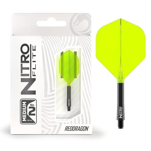 RED DRAGON Darts – Nitro Flite Integrato Sistema di Volo e Albero – No.2 Forma e Design – Nera & Gialla Colore, Media Lunghezza