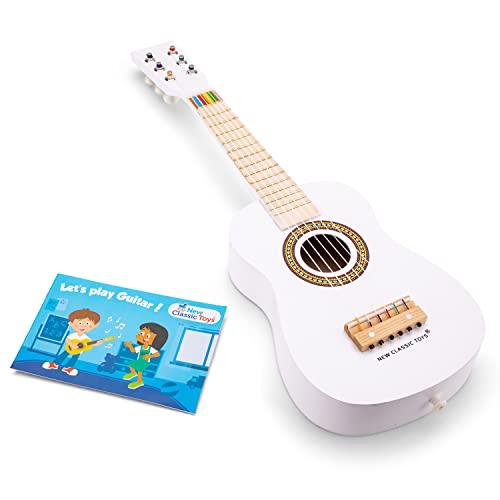 New Classic Toys- Giocattolo di Chitarra in Legno, Colore Bianco, 10346