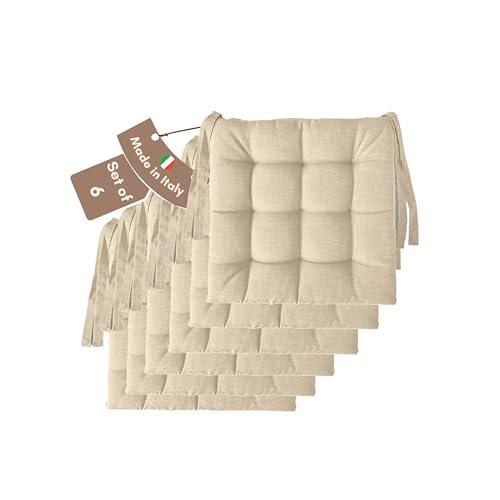 Il Tuo Artigiano Design Set 4 o 6 Cuscini per Sedie da Cucina Made in Italy - Cuscini Sedie Cucina set da 6 40x40 cm spessore 6 cm - Imbottiture in Spugna e morbido acrilico (6, Avorio)