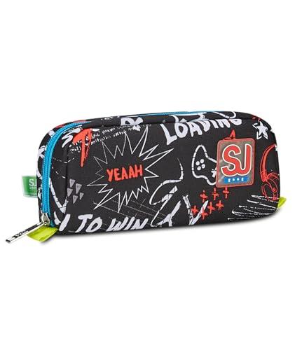 SJ Gang Portapenne Scuola, Nero, Born To Fun, Bustina con Scomparto Unico Portapenne, Accessori Zaino Scuola Elementari, Medie, Astuccio Bambino