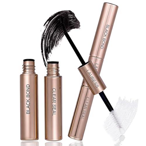 Colla Ciglia Finte Waterproof LAUBESS DIY Colla Extension Ciglia Bond E Seal Ciglia Colla Ciglia Finte Ciuffetti Durata 48-72 Ore 10ml (Black/Clear)