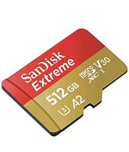 SanDisk Extreme 512GB microSDXC Memory Card + SD Adapter with A2 App Performance + Rescue Pro Deluxe, up to 160MB/s, Class 10, UHS-I, U3, V30