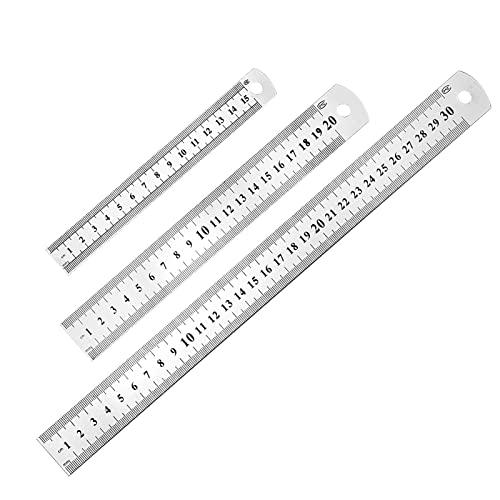 Set di 3 righelli di precisione in acciaio INOX, Inossidabile Righelli Metallo Bilancia a Doppia Faccia 15cm/20cm/30cm Righelli di Precisione Acciaio Inox per Ingegneria, Insegnamento, Ufficio