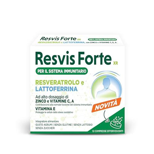 Resvis Forte Xr, Integratore Alimentare di Resveratrolo e Lattoferrina, per il Benessere del Sistema Immunitario, Senza Glutine e Lattosio, 12 Compresse Effervescenti Da 4 g, Gusto Agrumi