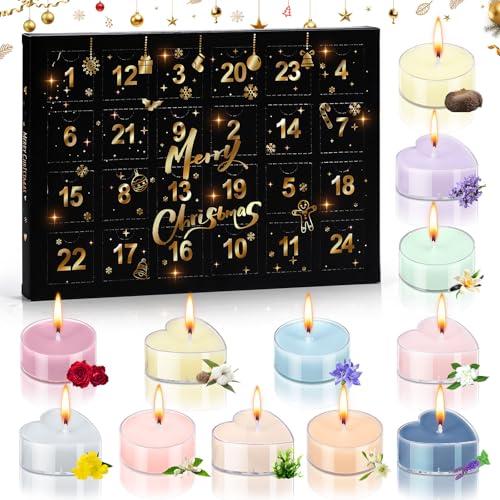 Calendario dell'Avvento 2025, 24 Pezzi Candele Profumate Set, Naturale Cera di Soia, Candela Profumata Regalo, Regalo di Natale per Donne, Amiche e Famiglia