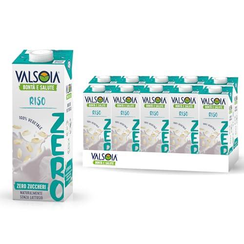 Valsoia - Bevanda Riso Zero Zuccheri, Box da 10 Tetra Brik da 1000 ml, Vegetale, Senza Lattosio e Glutine, con Calcio e Vitamine, Ideale anche per Vegani, Vegetariani e Celiaci