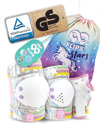 99FLIPS Ginocchiere Bambini Protezioni Pattini Bambina - Set Protezione Skateboard Bambino Ginocchiere Bici Bambino - Taglia S/M - Argento magico - Ginocchiere Bambina Protezioni Bici Bambino
