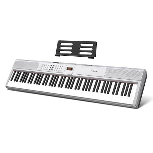 Rosen P51 tastiera pesata full size 88 tasti per principianti pianoforte digitale, pianoforte elettrico portatile con pedale di sostegno e alimentazione elettrica, argento