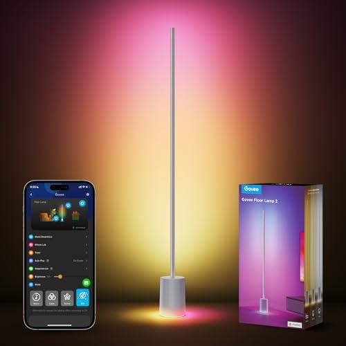 Govee Lampada da Terra 2 con Matter, Funziona con Alexa, 1725lm RGBIC Lampada da Terra Moderna con Music Sync, Modalità Scene, Smart Control Lampada da Terra per Camera da Letto, Soggiorno, Studio