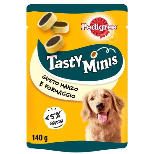 Pedigree Tasty Minis, Snack Cane al Manzo e Formaggio, 6 Confezioni da 140g ciascuna