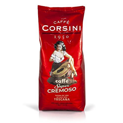 Caffè Corsini in Grani, Super Cremoso. Confezione da 1kg. Selezione di chicchi per un caffè forte e dalla piacevole cremosità