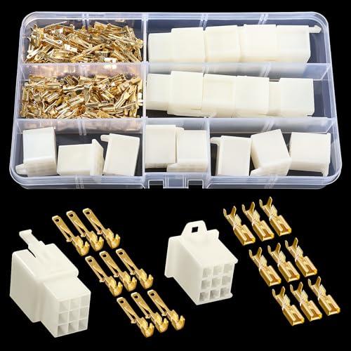 YIXISI 160 Pezzi 2.8mm Kit di Connettori Elettrici per Auto, 9 Pin Kit Connettore e Terminali da Crimpare, Connettori per Cavi Elettrici per Automobili, per Auto e Moto