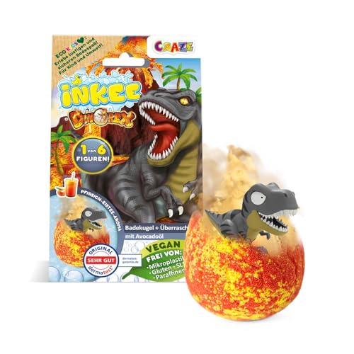 INKEE Bombe da bagno bambini con dinosauro sorpresa, bath bombs 100g profumo pesca e avocado, bombe bagno bambini naturali e idratanti