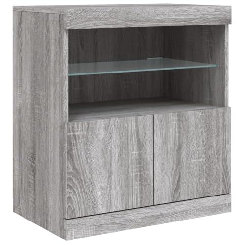 vidaXL Credenza con Luci LED Grigio Sonoma 60x37x67 cm, credenza con luci LED, credenza con Ante, Mobile da Soggiorno, credenza con LED