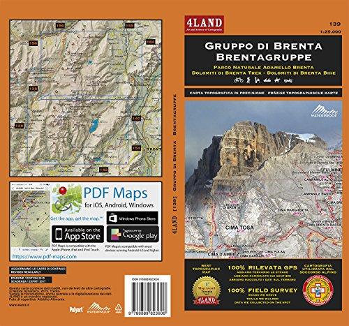 Gruppo di Brenta. Parco naturale Adamello Brenta. Carta escursionistica 1:25.000. Ediz. italiana, inglese e tedesca: Dolomiti di Brenta Trek - Dolomiti di Brenta Bike: 139