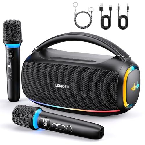 Casse Karaoke Portatile,60W Professionale Completo Karaoke per Adulti con 2 Microfoni Wireless IPX5 Bluetooth PA Sistema,Slot per Microfono Ricaricabile,Supporta Bluetooth/TF/USB/AUX/TWS(Nero)