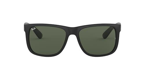 Ray-Ban Justin RB4165 Non-Polarized- Occhiali da Sole Unisex, Nero (Cornice: Nero, Lente: Verde classico 601/71), 54 mm