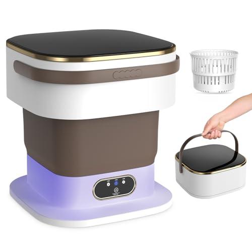 Mini Lavatrice,15L 2 in 1 Lavatrice Portatile con Centrifuga e 3 modalità di pulizia per Piccoli vestiti, Lavatrice da Campeggio Pieghevole per Viaggi, Appartamenti (Cachi)