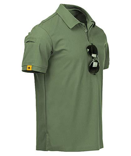 geeksport Polo Uomo Manica Corta Polo Shirt Sportiva Uomo Golf T-Shirt con Asciugatura Rapida Traspirante Outdoor Estiva Golf Shirt Collo a Lupetto Verde XL